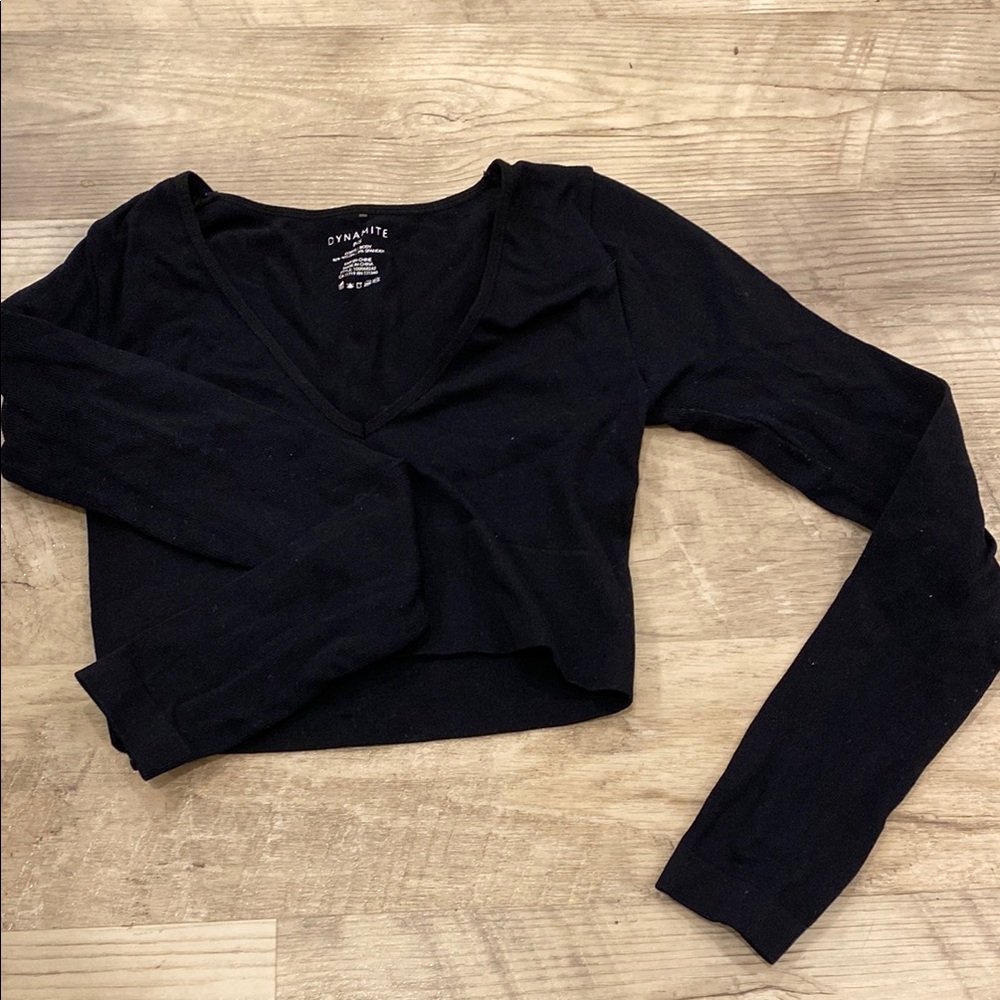 Dynamite Black Fitted Crop Top